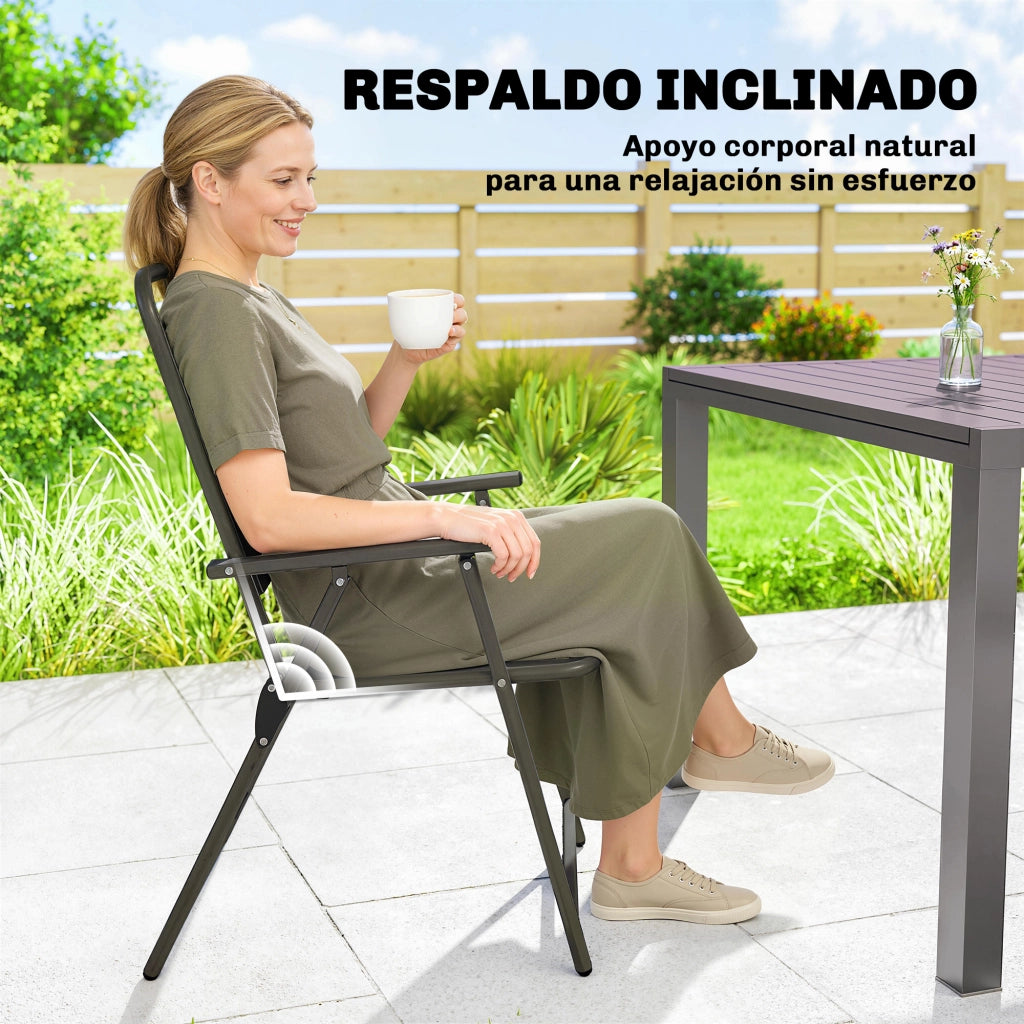 Set di 4 Sedie da Giardino Pieghevoli con Braccioli ¨C zephmum ¨C Marrone 55x63x93 cm