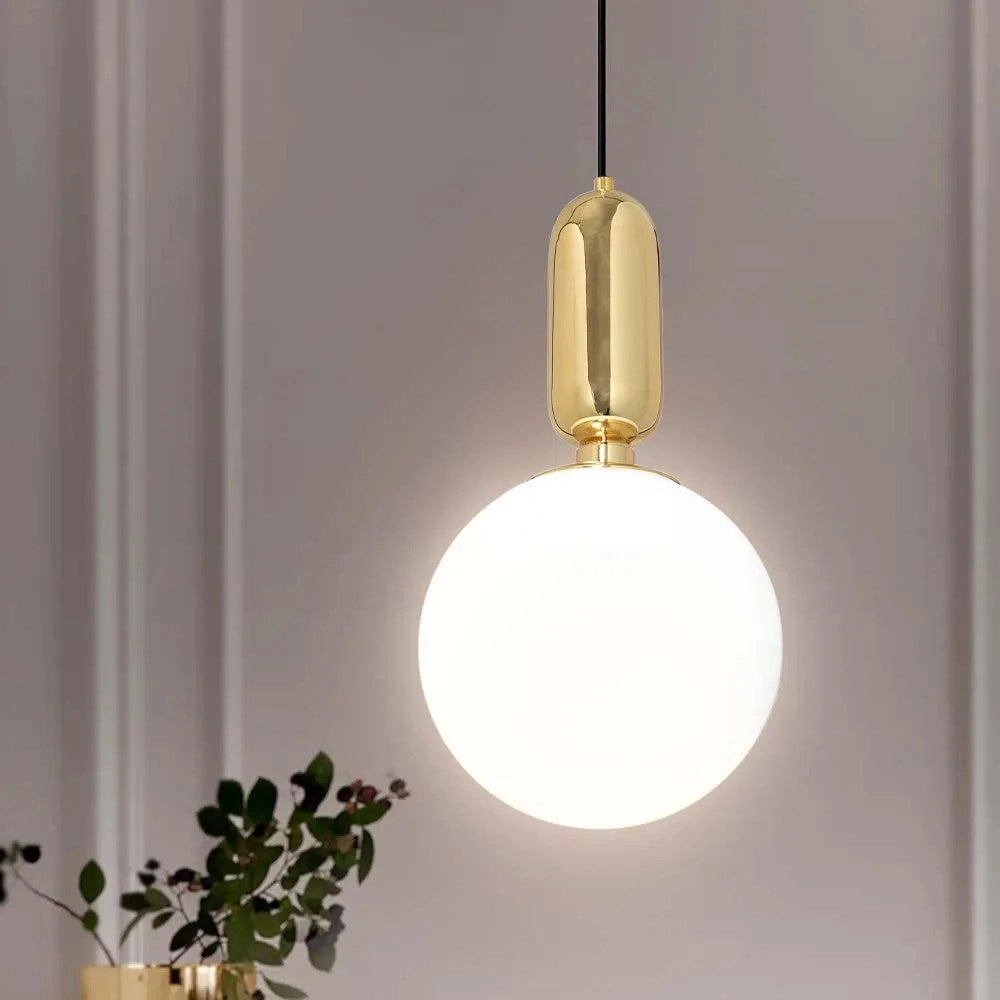Lampada Da Soffitto Pensile Di Vetro Metallico Oro Gold APP474-1CP