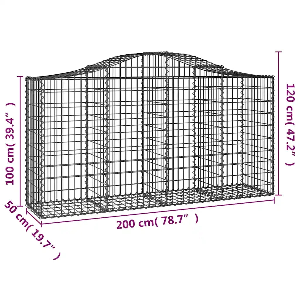 Cesti Gabbioni ad Arco 18 pz 200x50x100/120 cm Ferro Zincato 3145654