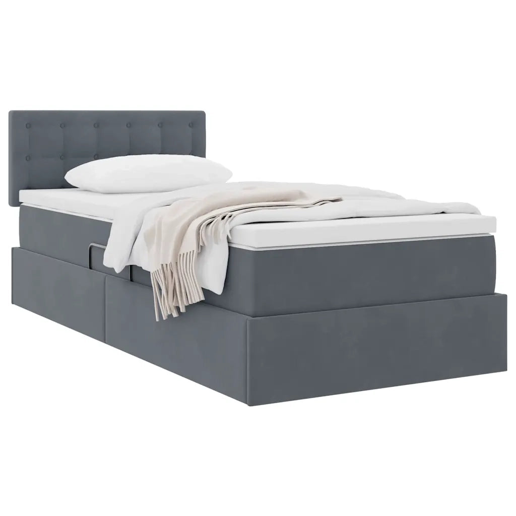 Letto con Contenitore Grigio scuro 100 x 200 cm Velluto