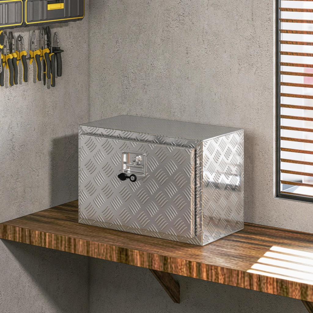 Cassetta degli Attrezzi Box Portautensili 60,9x35,5x40,6cm in Alluminio Argento