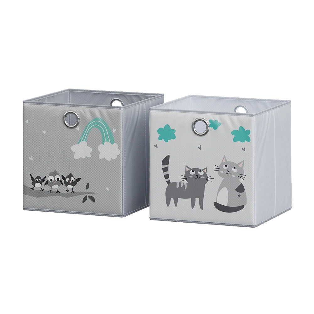 Vicco Scatola pieghevole Grigio (gatti e uccelli) 30 x 30 cm (motivo gatti e uccelli)