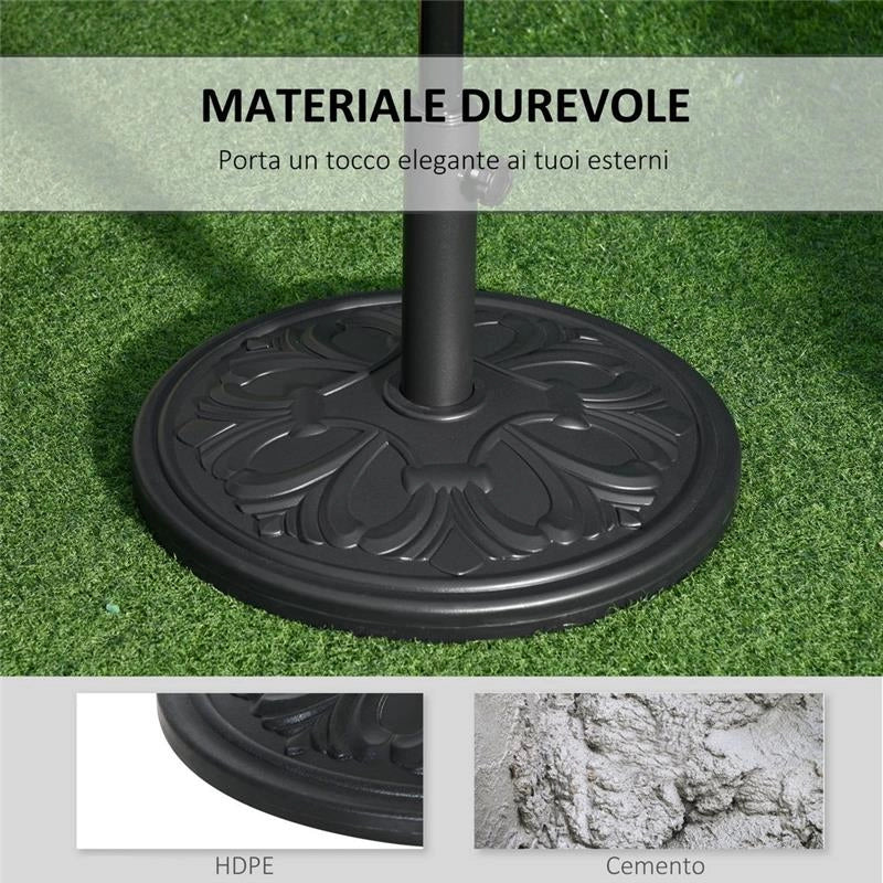 BASE PER OMBRELLONE ROTONDA Ø48X34 CM IN PLASTICA DA 13KG NERO