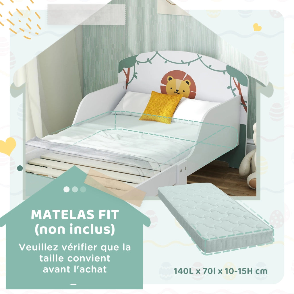Letto Singolo per Bambini con Barriera e Contenitore ¨C Zephmum ¨C Verde 70x140 cm