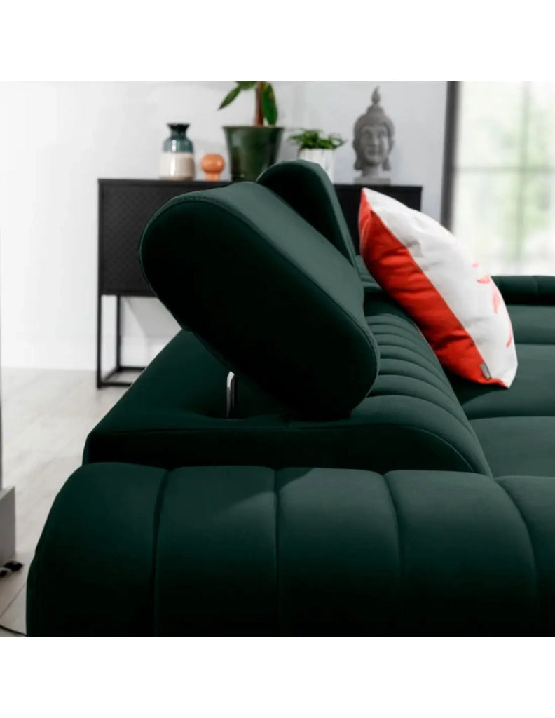 Divano ad angolo destro Verde scuro convertibile 3 posti JAYSON schienale sagomato