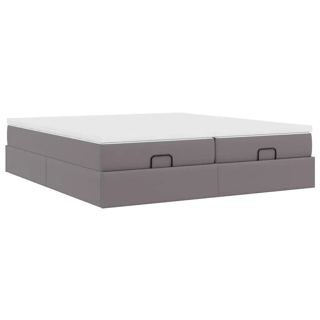 Struttura Letto Pouf con Materassi Grigio 180x200 cm Similpelle 3311227