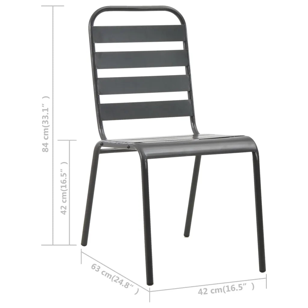 Sedie da giardino Impilabili 2 pz | Sedie da Esterno in Acciaio Grigio