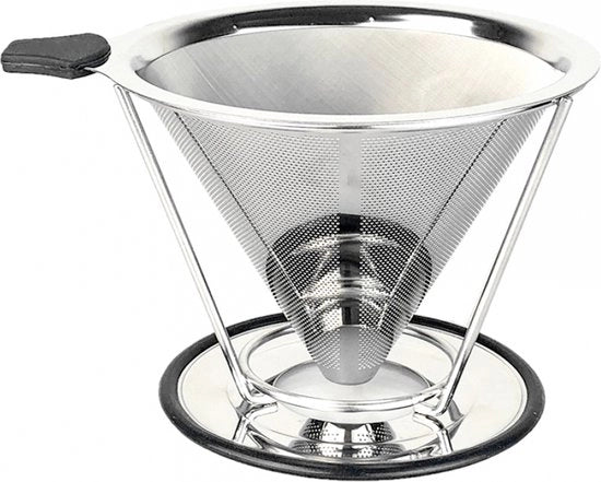 Filtro caffè - Supporto filtro caffè - Riutilizzabile - Acciaio inossidabile - 136*93 mm - argento - Filtratore caffè