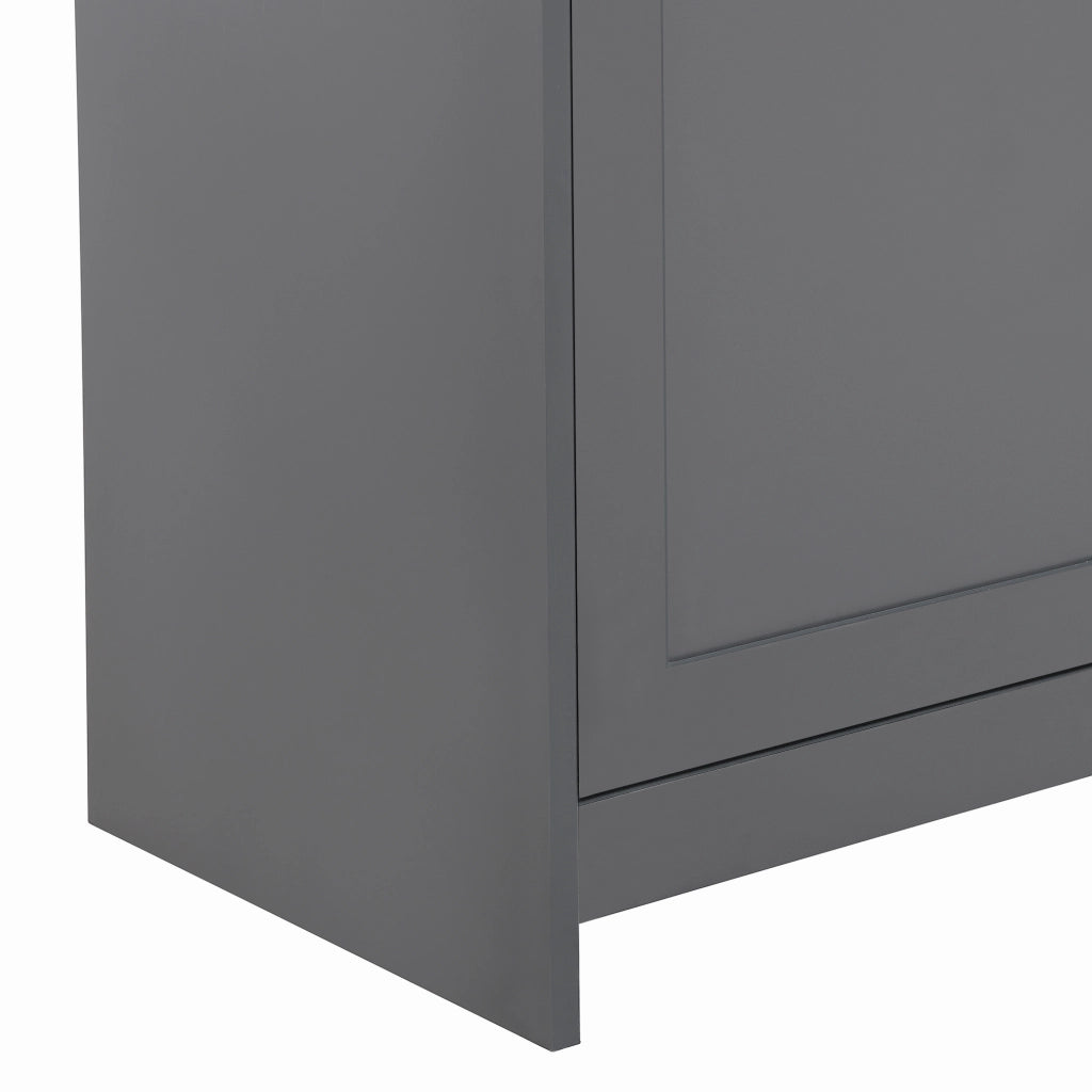 Credenza in MDF con 3 cassetti, 4 ante e ripiani regolabili, stile country, legno e grigio nero 160 × 37 × 75 cm