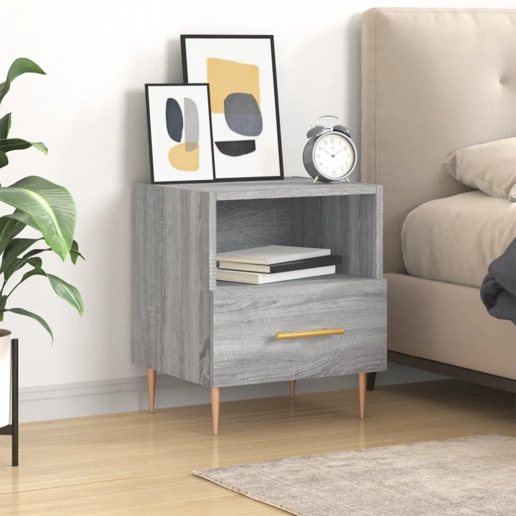 Comodino Grigio Sonoma 40x35x47,5 cm in Legno Multistrato 827416