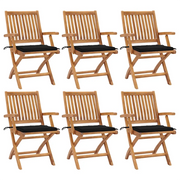 Sedie da Giardino Pieghevoli con Cuscini 6 pz Massello di Teak cod mxl 72155