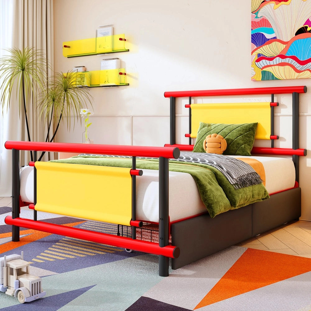 Letto Singolo Bambini con Cassetti ¨C Xylo ¨C Metallo 90x200