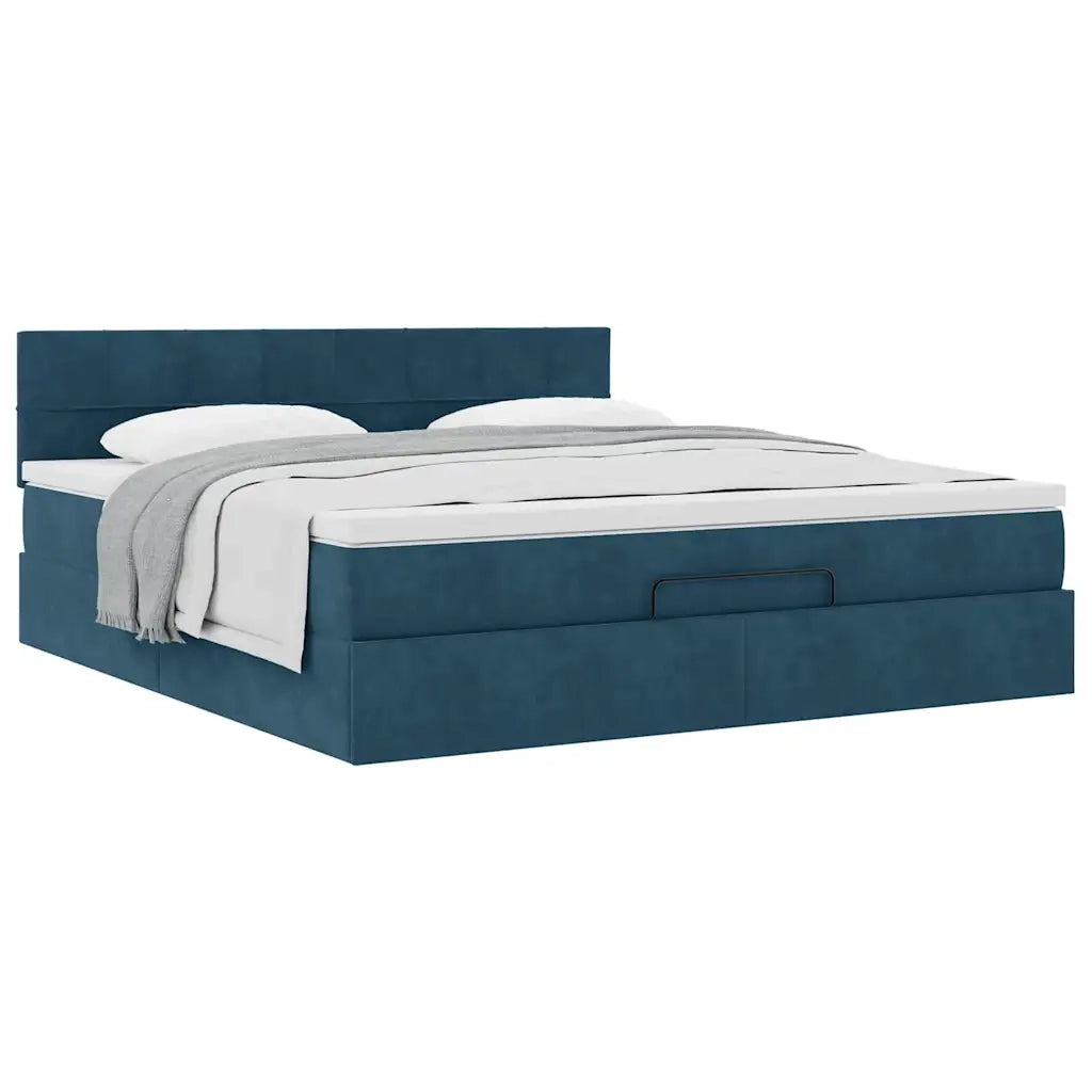 Struttura Letto Pouf con Materasso 160x200 cm in Velluto 3311787