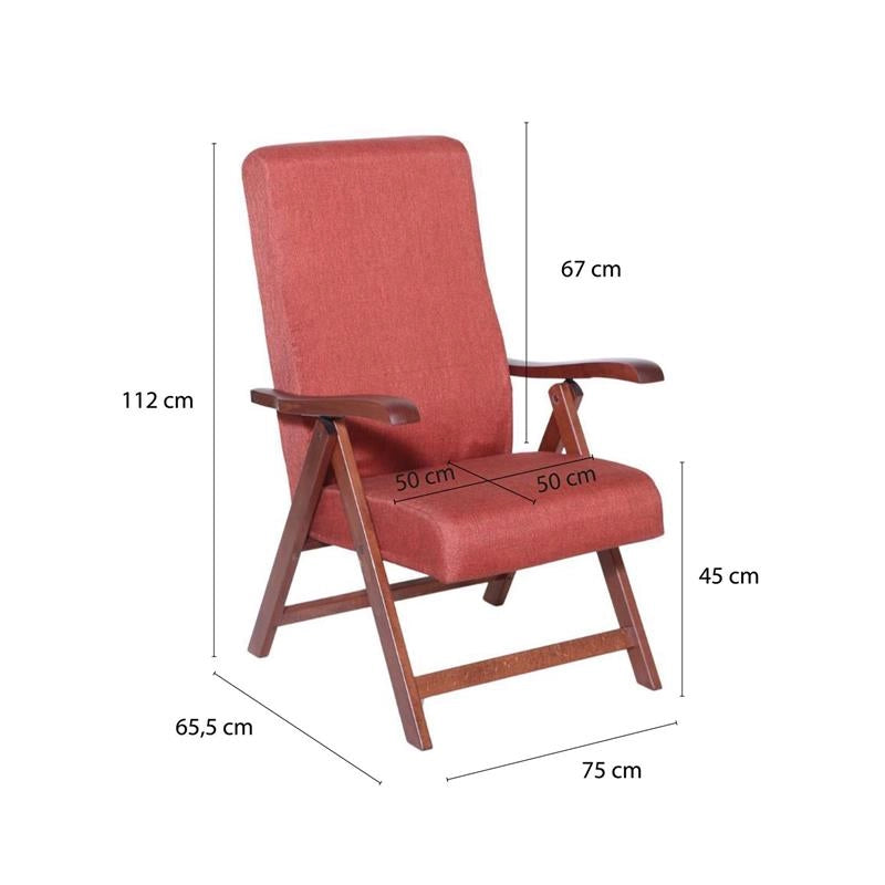 POLTRONA MIAMI CILIEGIO ARANCIO IN FAGGIO CON IMBOTTITURA POGGIATA SU CINGHIE SCHIENALE REGOLABILE 4 POSIZIONI