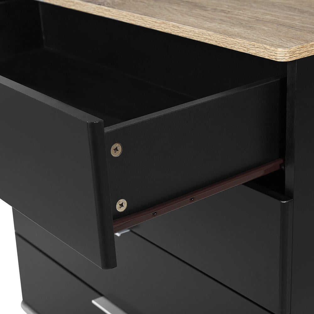 Cassettiera Credenza Nera con 4 Cassetti 93 x 79 cm Soggiorno Camera da Letto Corridoio Armadietto Stile Scandinavo