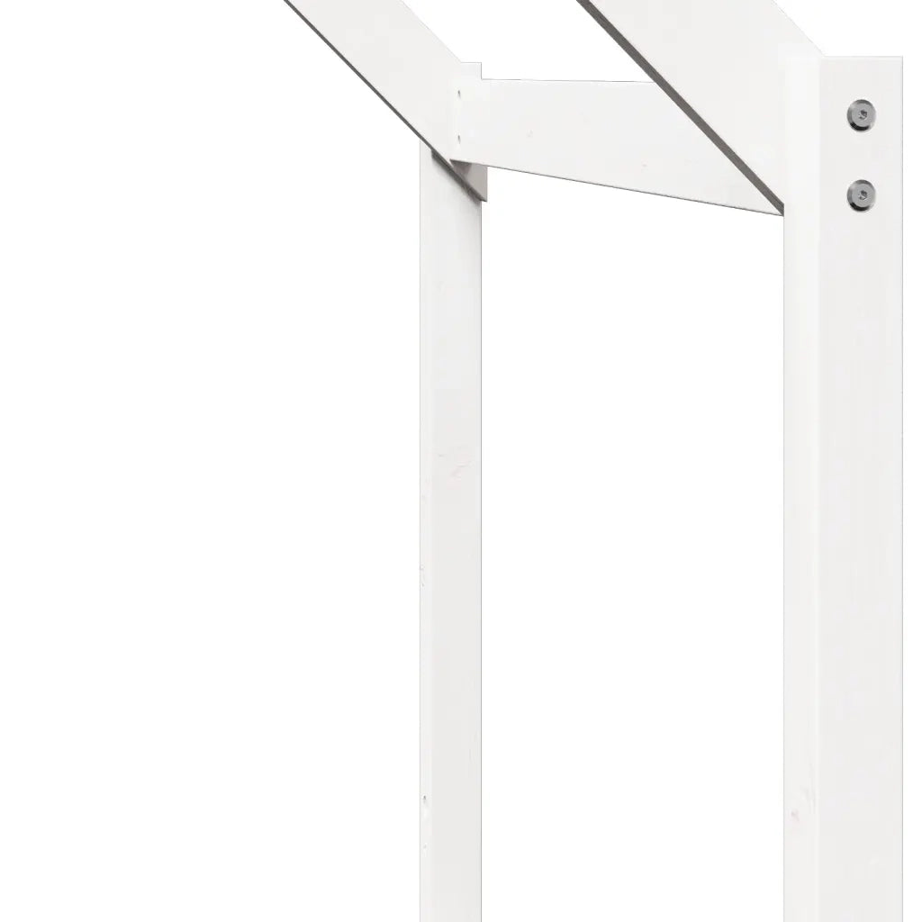 Letto a Soppalco con Tetto Bianco 90x200 cm Legno Massello Pino
