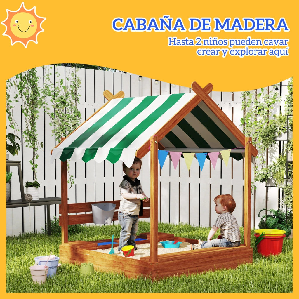 Casetta per bambini con sabbiera, toldo e lavagna ¨C zephmum ¨C arancione 124x116x146 cm