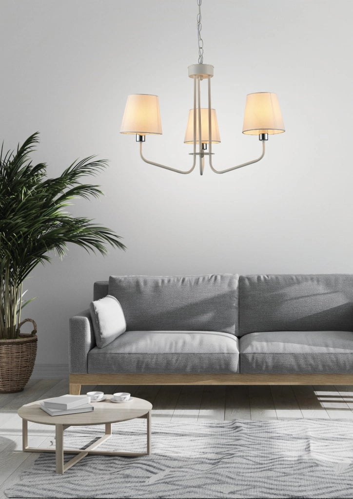 Lampadario Candellux York bianco metallo Ø58 3xE14