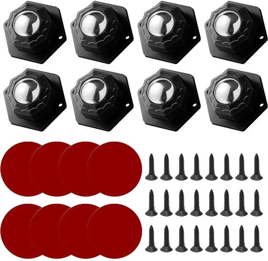 Piedini per mobili pesanti, piccoli ruote di sterzata per mobili, ruote pesanti a sfera, ruote di sterzata autoadesivi per casse attrezzi, piccoli armadi e pannelli (nero)