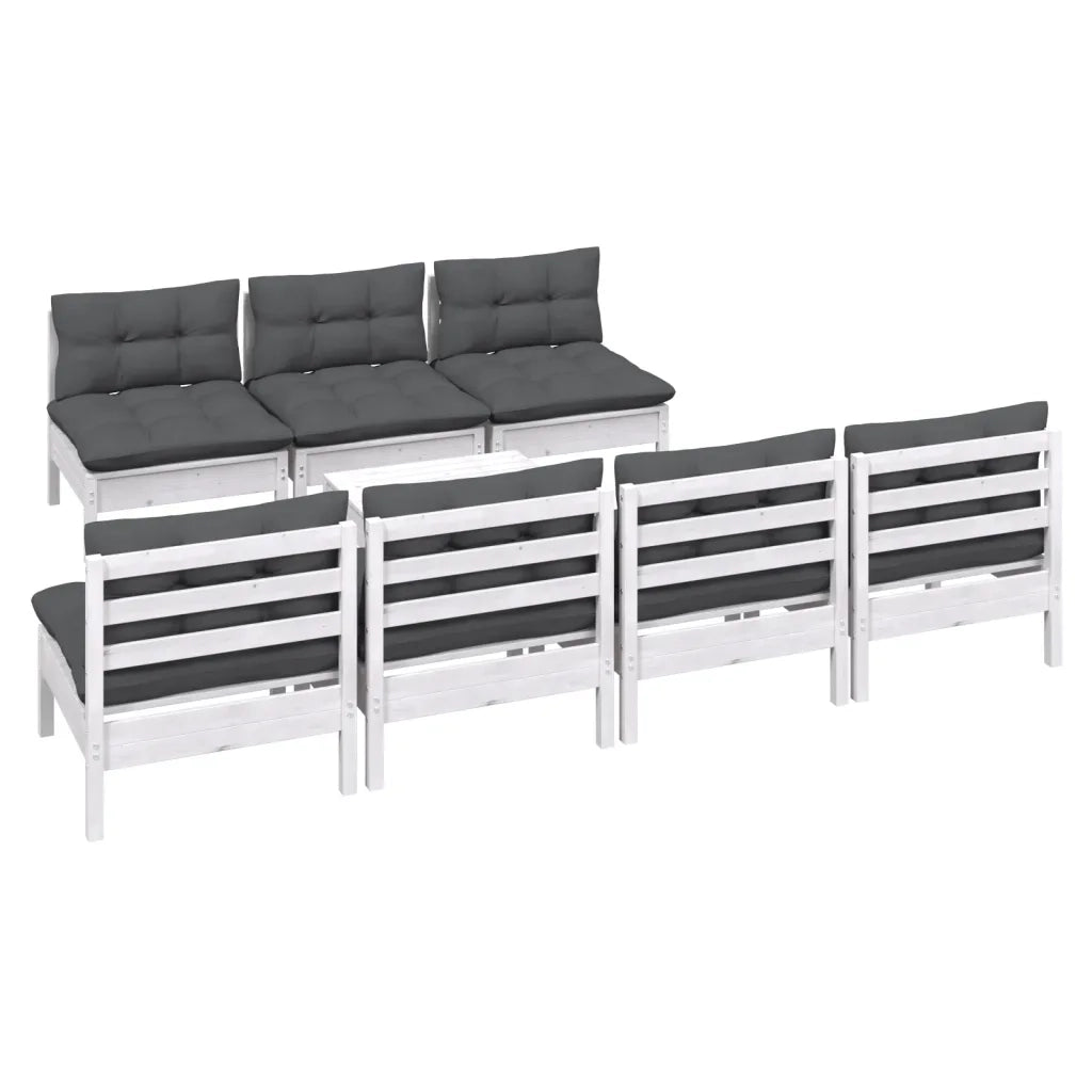 Set Divani da Giardino 8 pz con Cuscini Antracite Legno di Pino 3096137