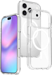 Protezione 2 in 1 per iPhone 17, pelle trasparente con attrazione magnetica