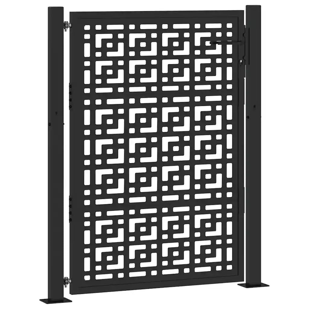 Cancello da Giardino-Porta da giardino nero 105x130 cm in acciaio con design a croce