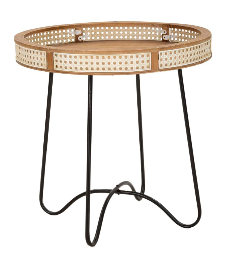 Tavolino Basso Ø60x60,5 cm in Metallo e Legno