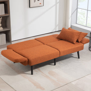 Divano Letto Singolo Clic Clac con Schienale Regolabile 170x83x80 cm in Tessuto effetto Lino Marrone