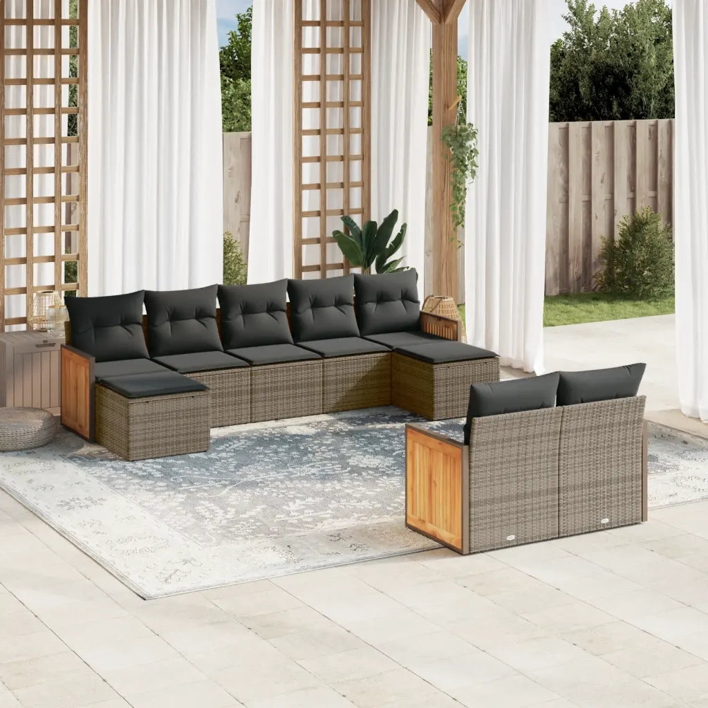 Set Divano da Giardino 9 pz con Cuscini Grigio in Polyrattancod mxl 112846