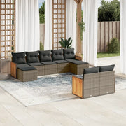 Set Divano da Giardino 9 pz con Cuscini Grigio in Polyrattancod mxl 112846