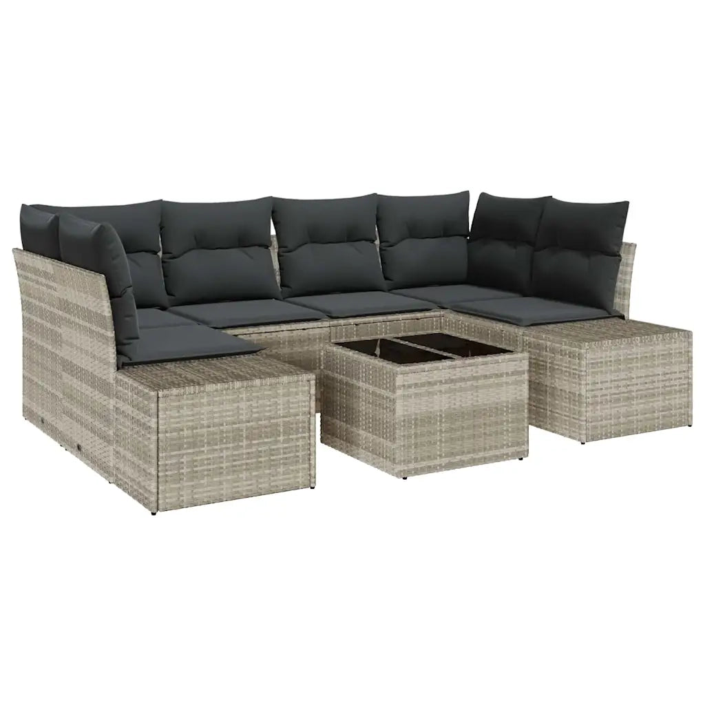 Set Divano da Giardino 7 pcs Grigio chiaro polyrattan