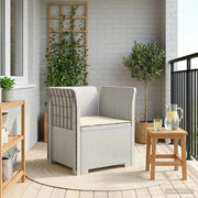 Sedia da giardino-Poltrona a 1 Posto con Cuscino Aspetto Rattan PP Bianco 139651