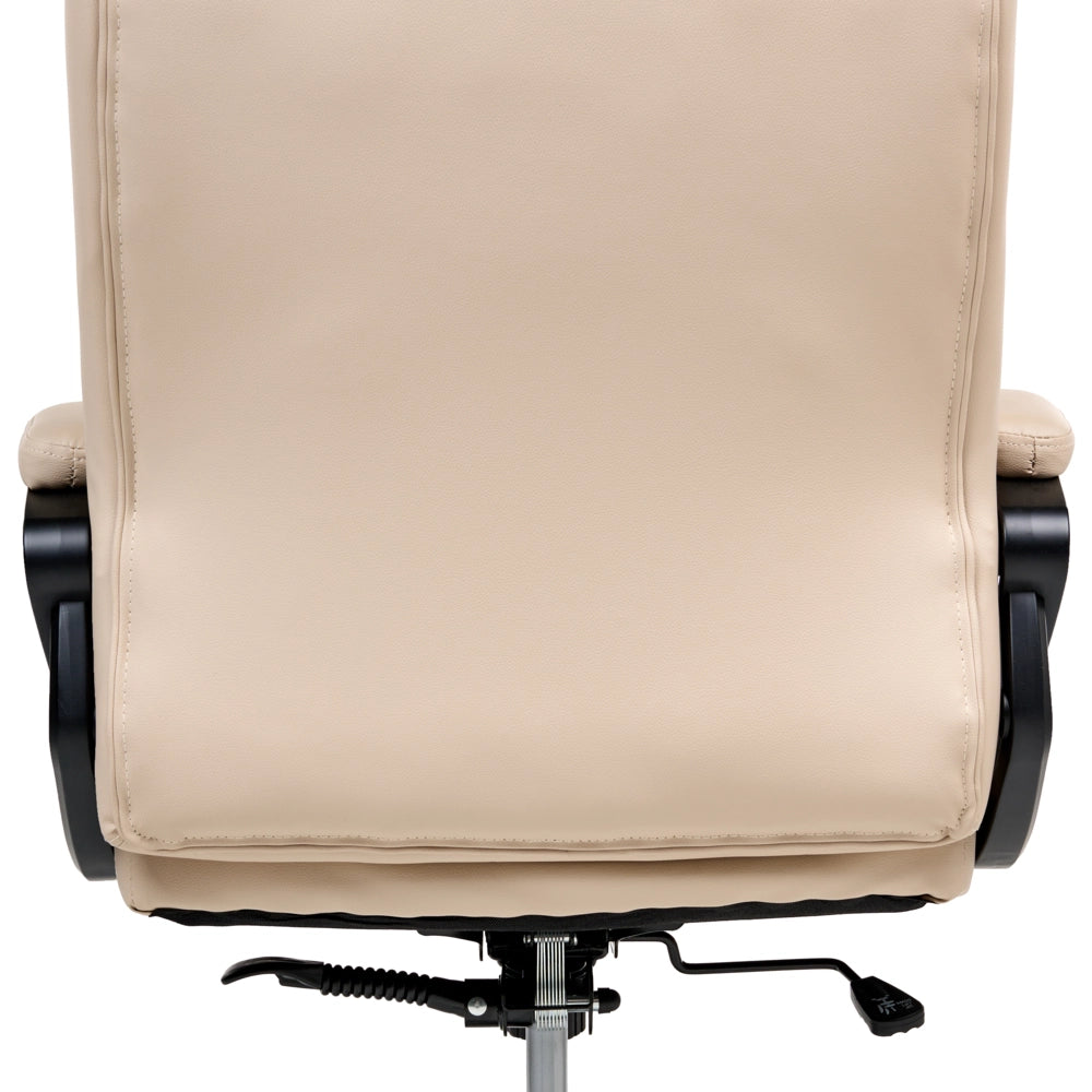 Sedia da ufficio direzionale Rivestimento in ecopelle beige Regolazione dell'altezza del sedile Imbottitura girevole