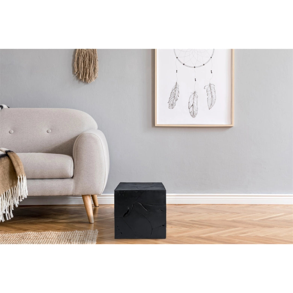 Tavolino cubo Radix in legno di teak nero