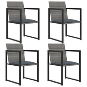 Set da Pranzo da Giardino 5 pz | Set Salotto da Giardino con Cuscini in Polyrattan Grigio