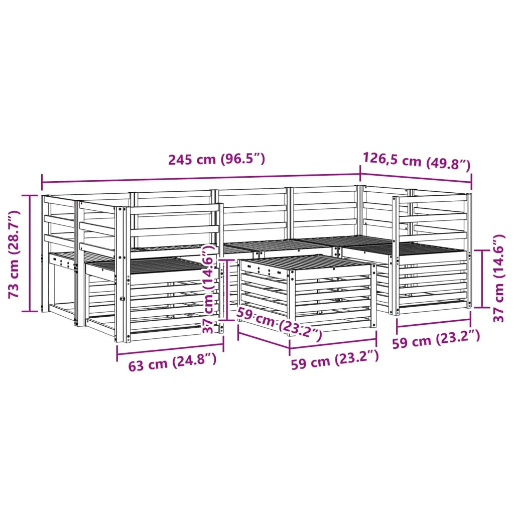 Set divani 7 pcs Naturale Legno di Acacia Massello 3374429