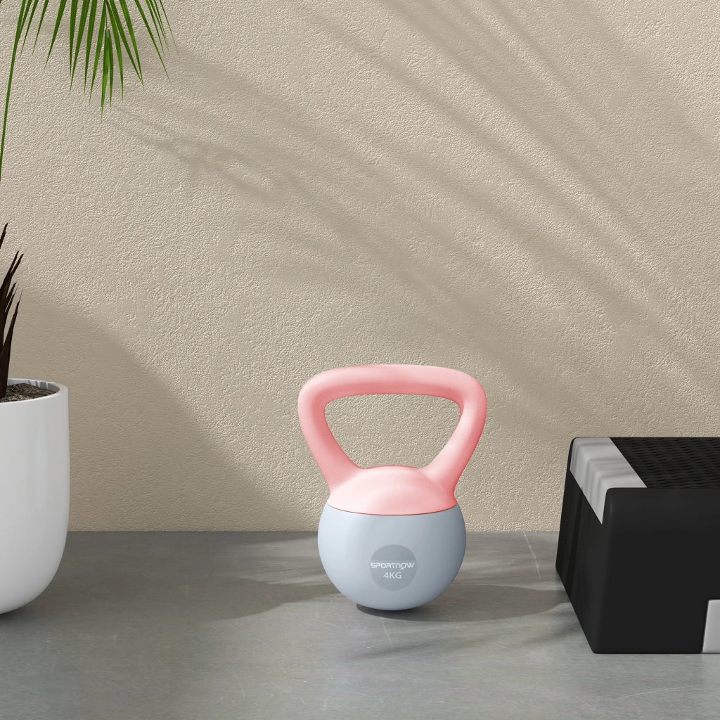 Kettlebell 4 kg ¨C Minimal ¨C Rosa e Grigio 19x15x25 cm