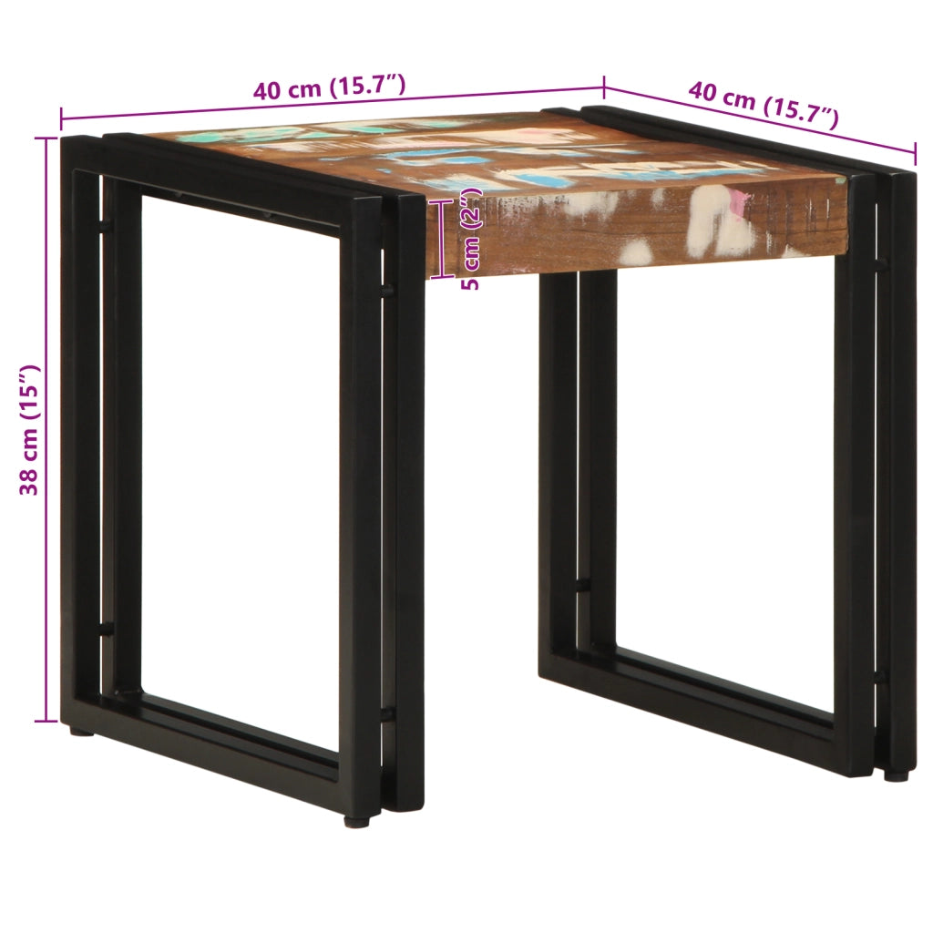 Tavolino da caffÃ¨ Multicolore 40x50x38 cm Legno Massello Recuperato
