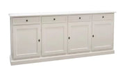 Madia credenza arte povera 4 porte legno bianco 205x42x86 (1380) - Mobili 2G