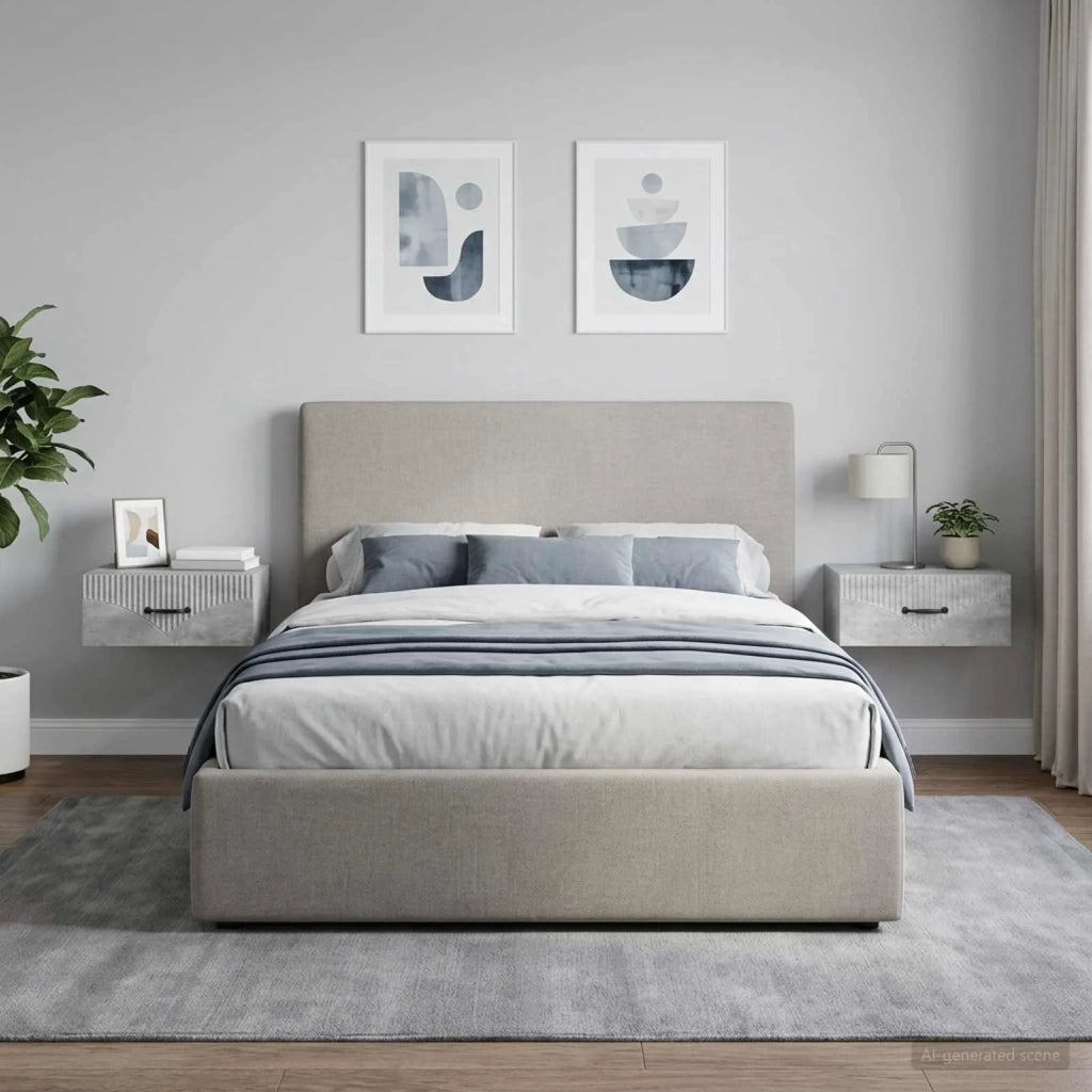 Mobiletto da notte a muro con cassetto 2 pcs Grigio Cemento 898962
