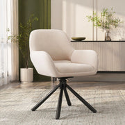 Set di 2 Sedie da Pranzo Girevoli in Velluto Beige con Braccioli, Design Moderno e Semplice