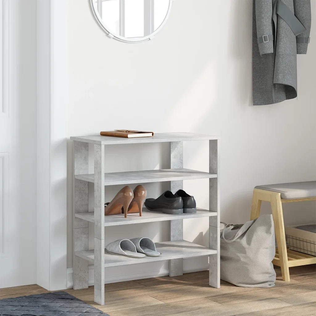 Scarpiera-Scaffale per scarpe Grigio Cemento 61x32x70 cm in Legno Multistrato