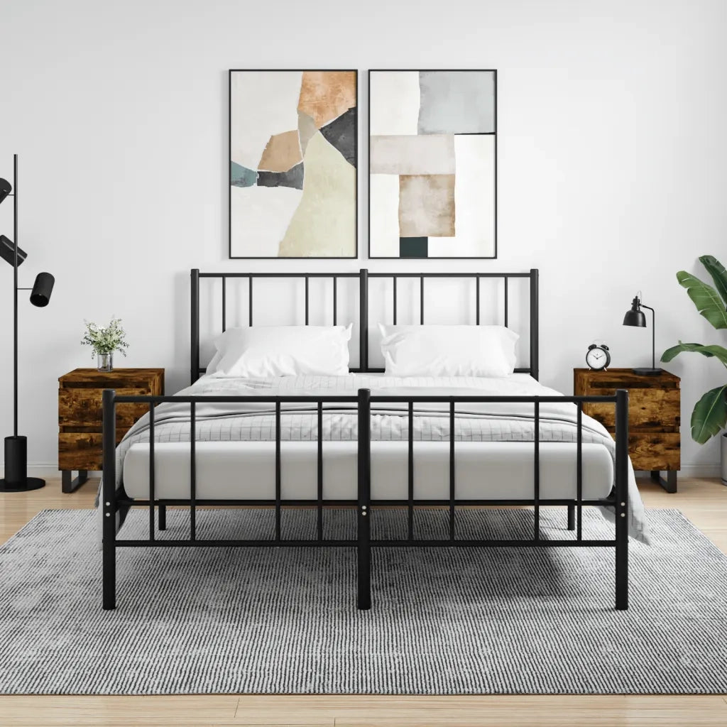 Set di 2 Comodini | Armadio da Notte | Mobiletto da notte Rovere Fumo 40x35x50 cm in Legno Multistrato
