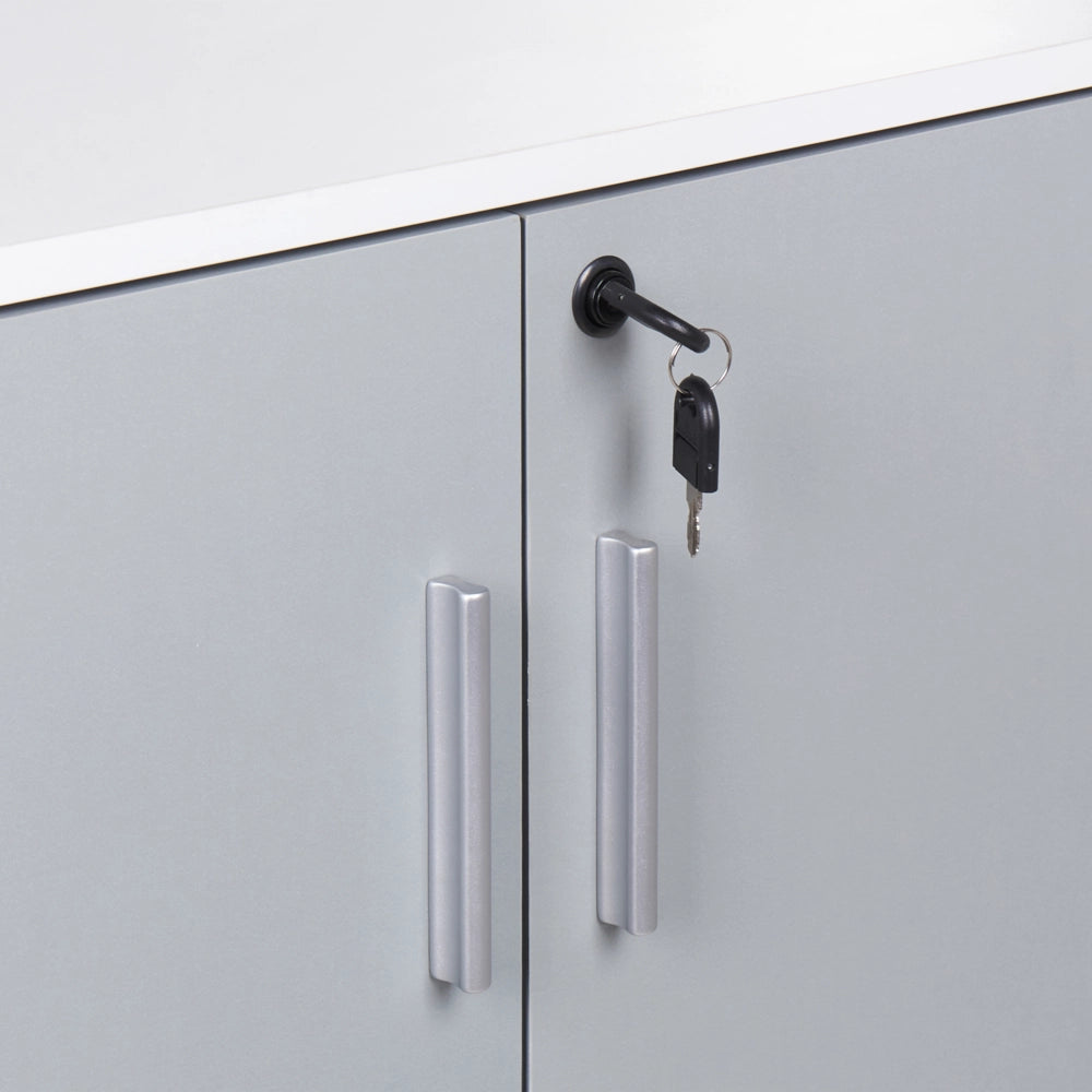 Armadietto moderno a 2 ante e 3 ripiani per ufficio con chiusura a chiave grigio chiaro e bianco ufficio di casa stile moderno
