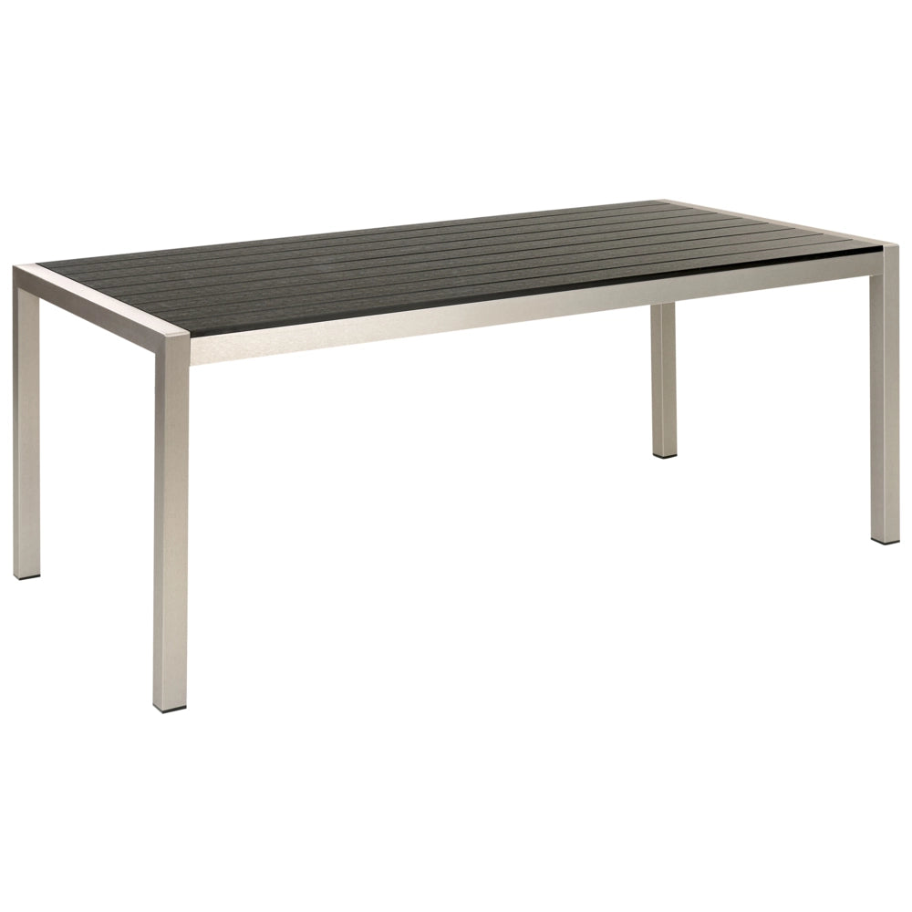 Set da Giardino 6 Sedie Tavolo Rettangolare Nero e Argento in Alluminio Anodizzato