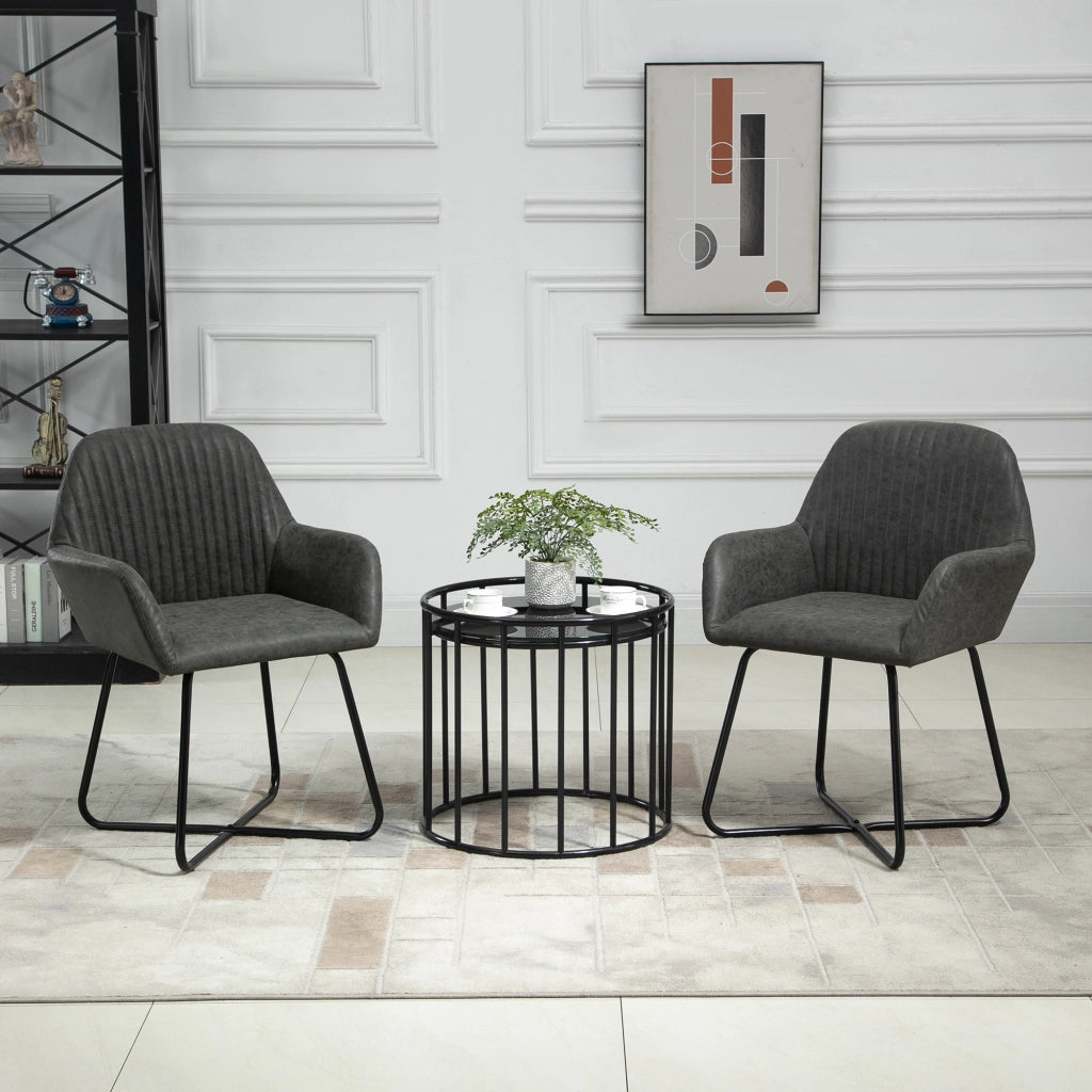 Set 2 Sedie Imbottite in Similpelle Grigia per Pranzo ¨C zephmum ¨C 60x56.5x85
