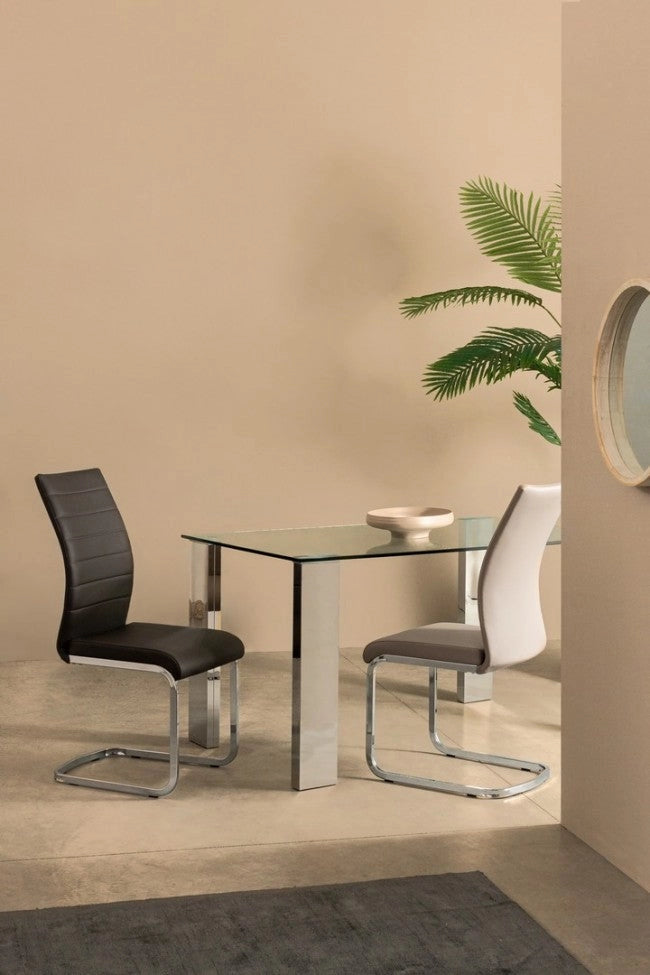 Set 4 Sedie 41x60x98 cm Myra in Ecopelle Cappuccino