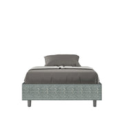 Letto Sommier imbottito 1 piazza e mezza 120x210 cm tessuto Aragona Azelia - Contenitore,Azzurro