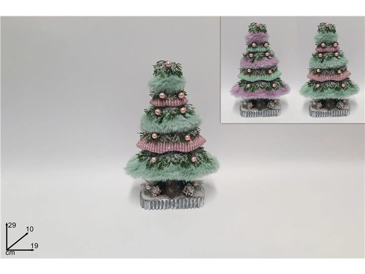 Decorazione Natale Albero Pigne Bacche con Pelliccia 29 cm