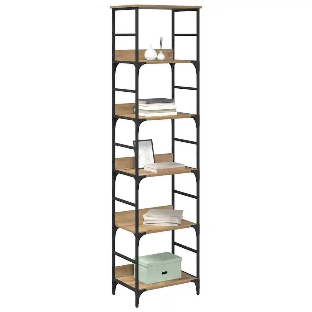 Libreria-Scaffale per Libri-Mobile di Stoccaggio Rovere artigianale 50 x 33 x 188,5 cm
